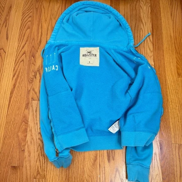 HOLLISTER California Y2K Zip Hoodie Jacket S Sky Blue - Picture 11 of 13